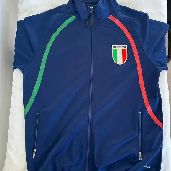 Fila Men's Medium Embroided Flag Italia Track Jacket - Vintage Style - Picture 1 of 9